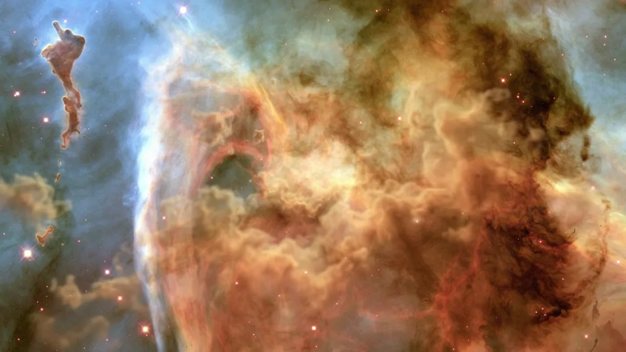 Glowing clouds of gas and dust in the Carina Nebula