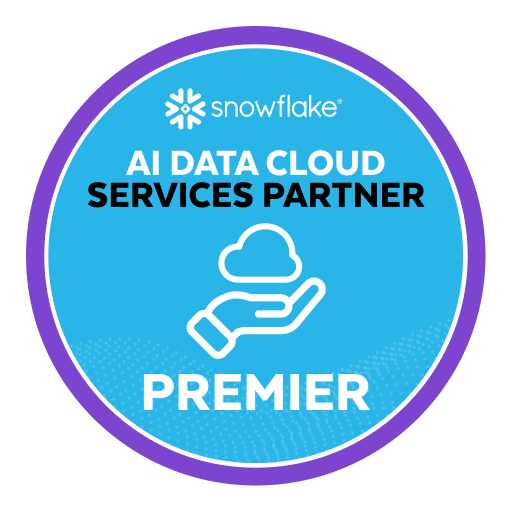 Snowflake AI Data Cloud Services Partner badge, Premier tier